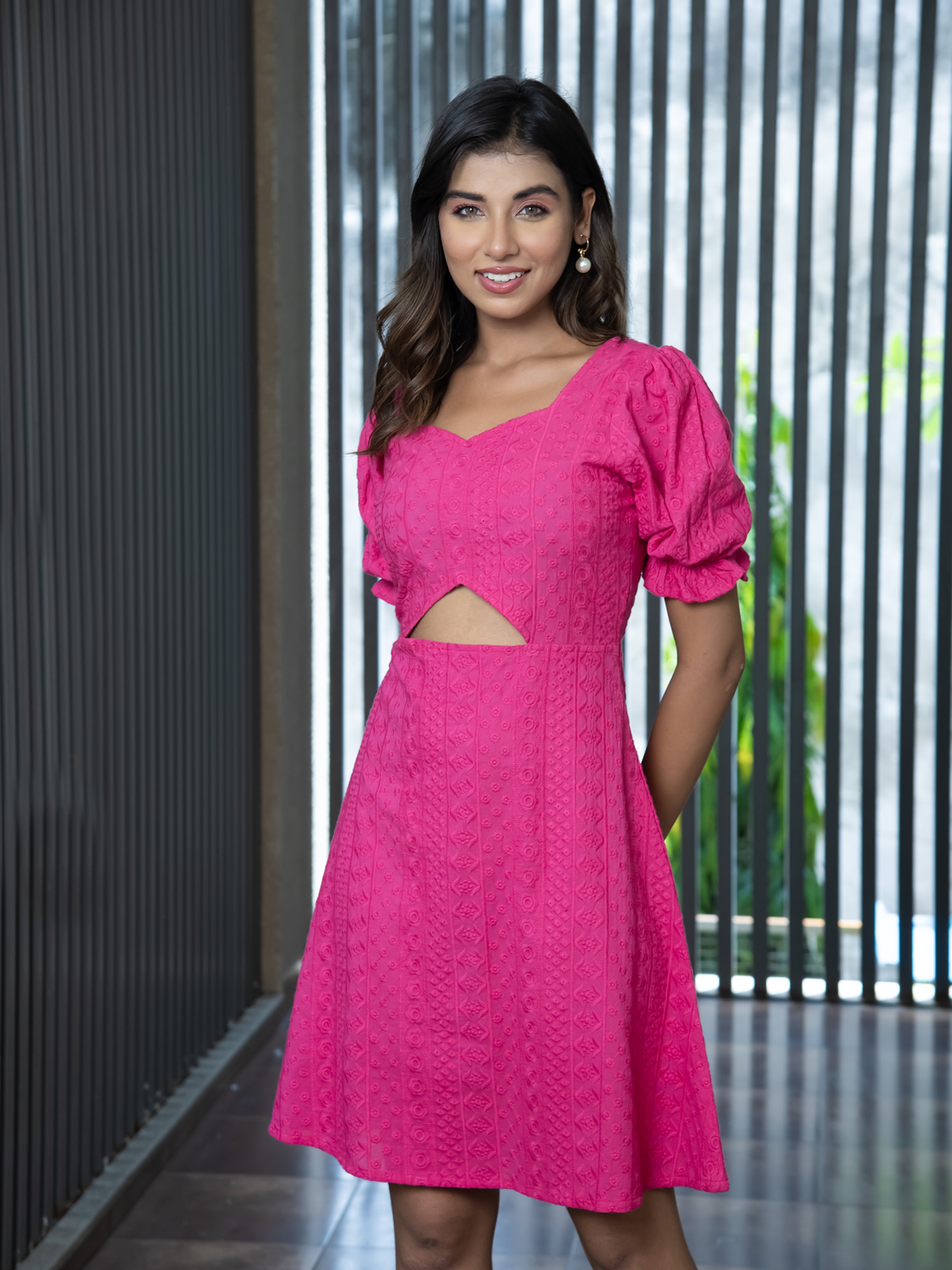 FUCHSIA DREAM SCHIFFLI DRESS