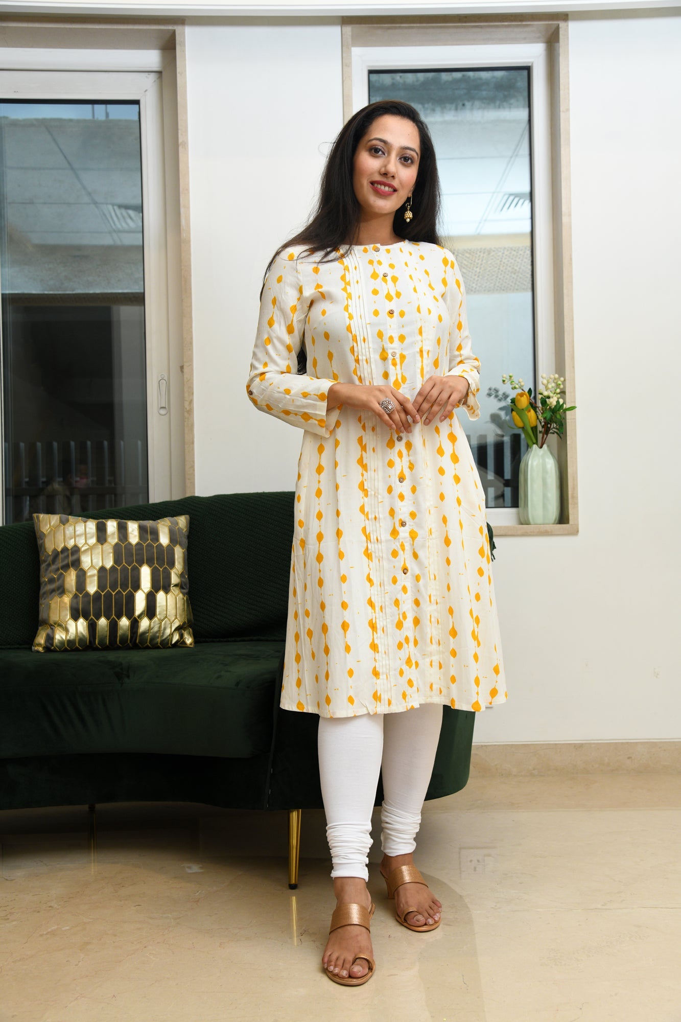 AMBER PRINTED PLEATED KURTA | Relove