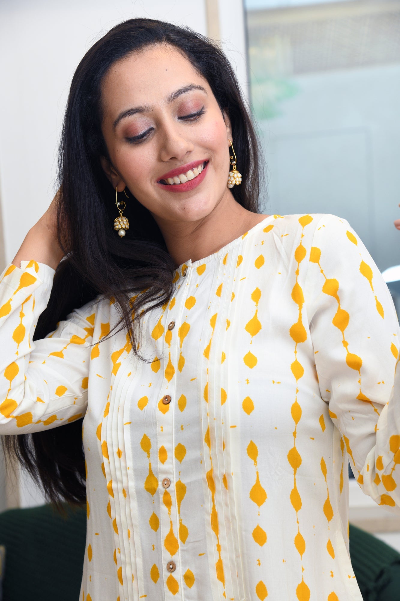 AMBER PRINTED PLEATED KURTA | Relove