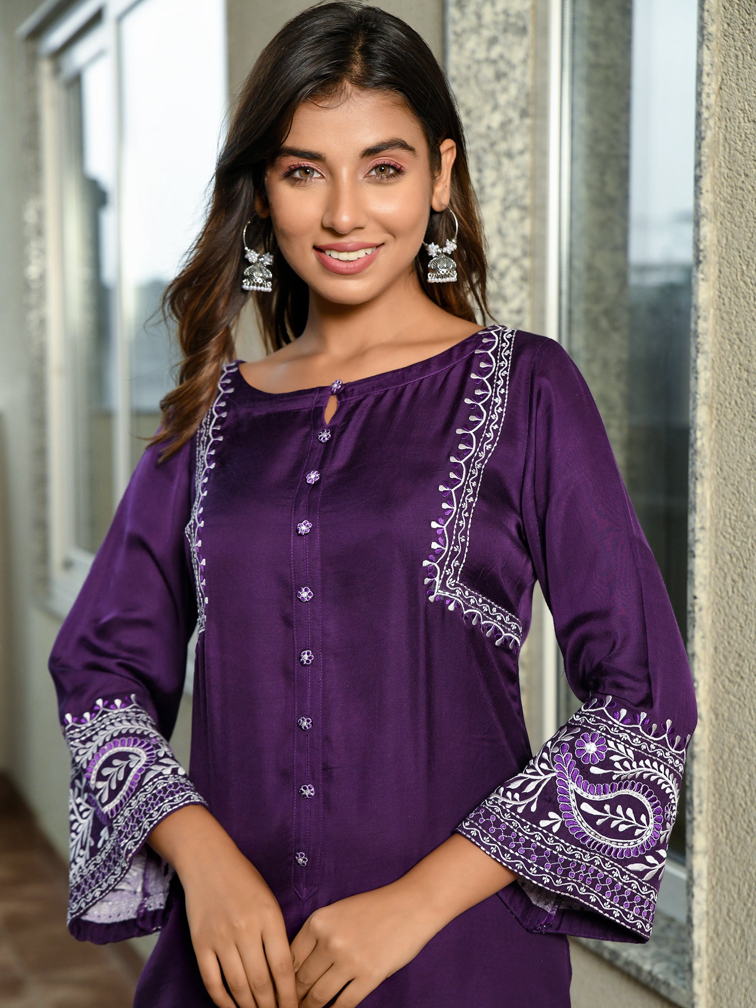 ADITI DEEP PURPLE KURTA & PANTS SET