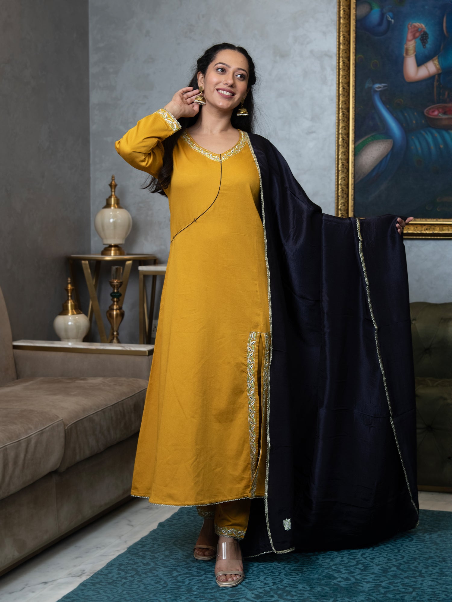 HARSIKA A-LINE KURTA-PANTS & DUPATTA SET
