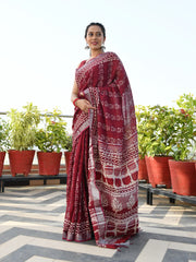 AAHELI ISHAANA BLOCK-PRINTED LINEN SAREE