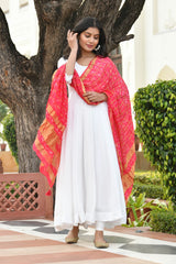 AAHELI PINK LEMONADE BANDHANI DUPATTA