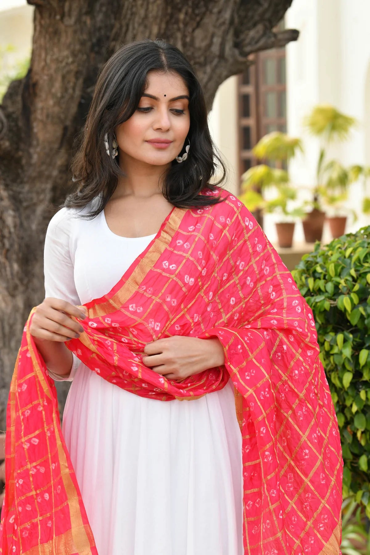 AAHELI PINK LEMONADE BANDHANI DUPATTA