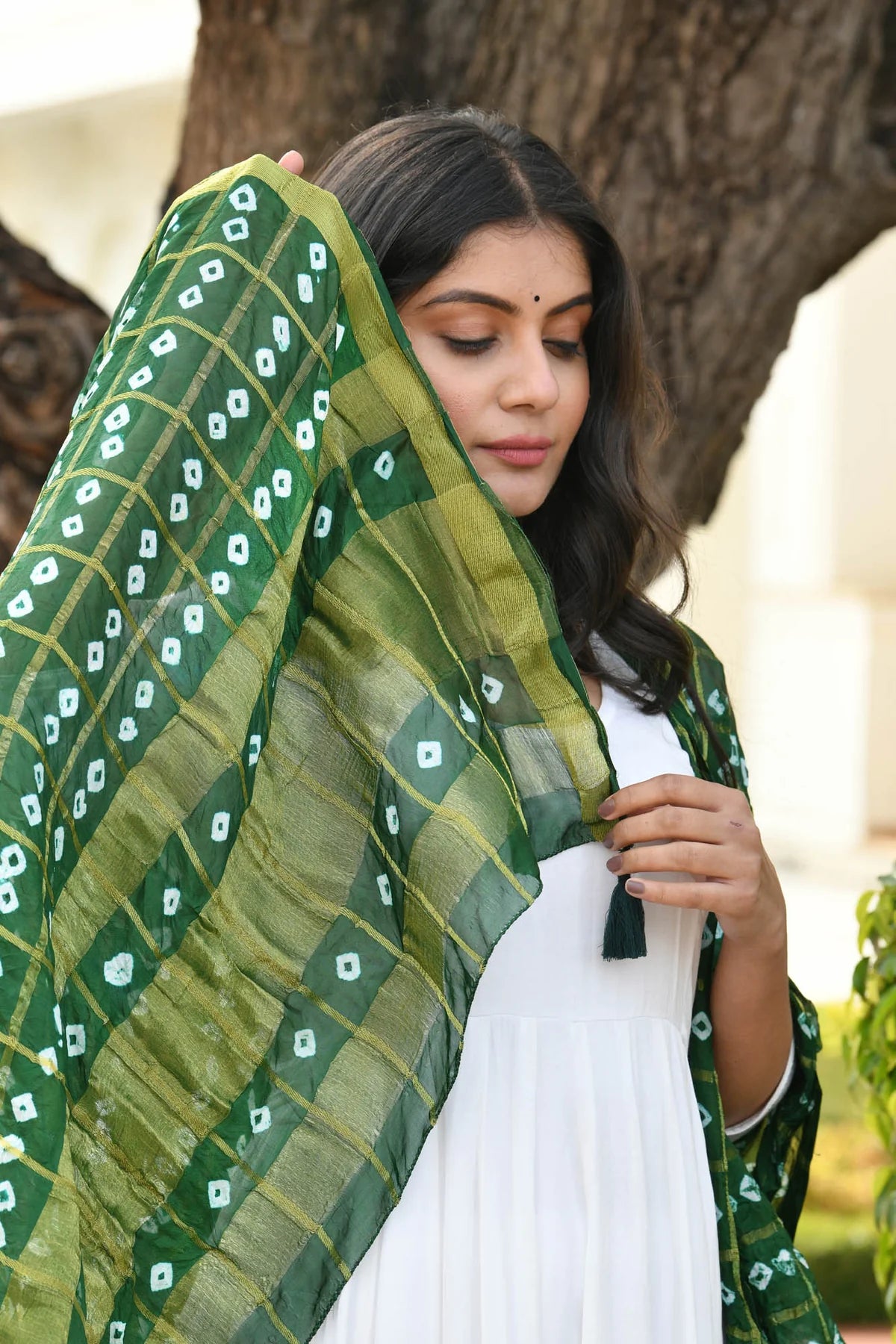 AAHELI FAIRWAY GREEN BANDHANI DUPATTA