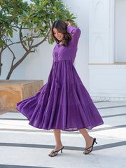 AAHELI EENA MIRROR EMBROIDERY MAXI DRESS