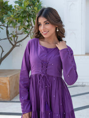 AAHELI EENA MIRROR EMBROIDERY MAXI DRESS