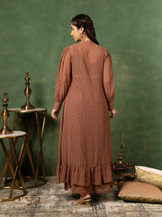 MEERA BROWN RUST BLOUSE-SKIRT & COVERUP SET