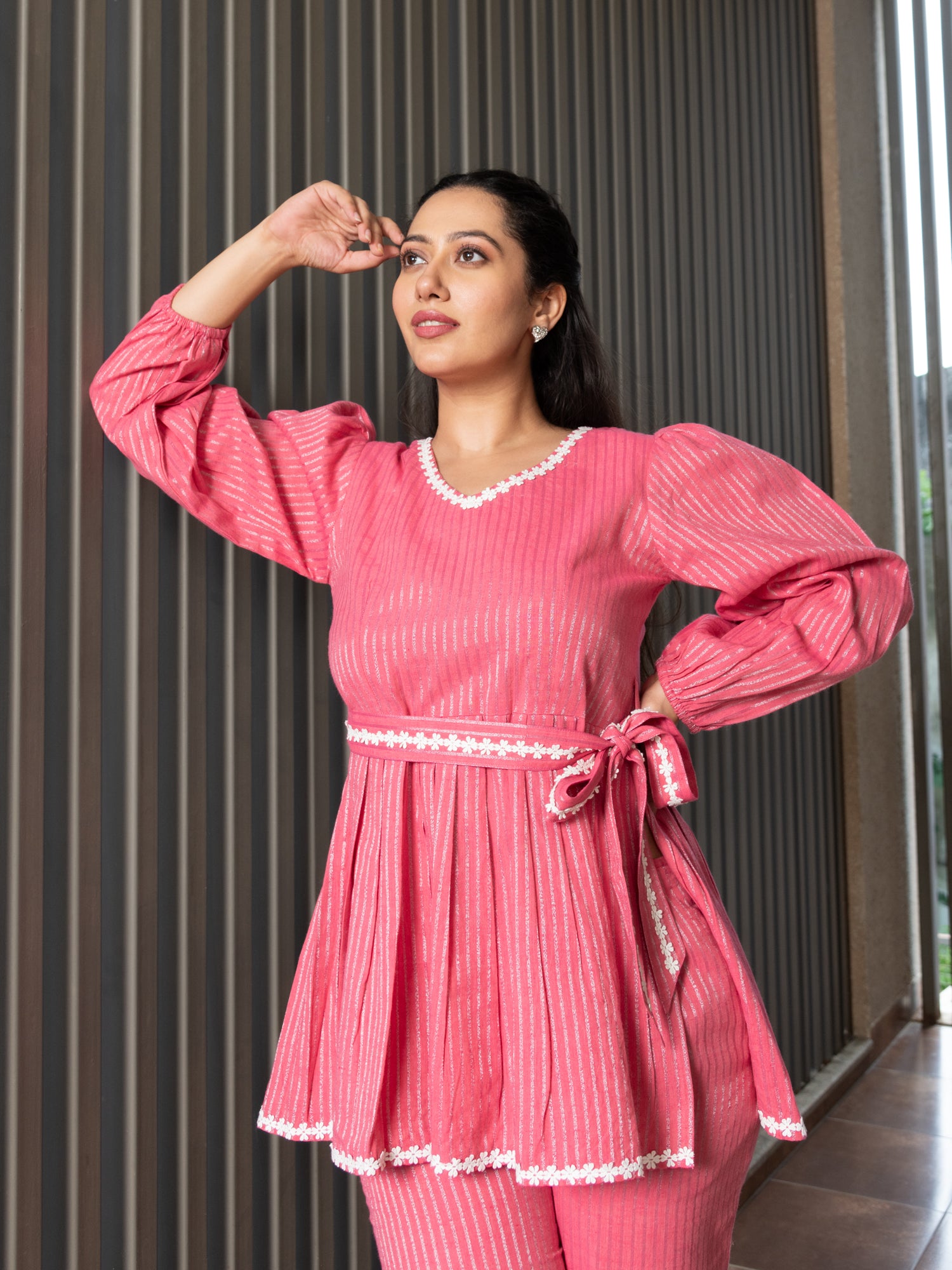 LIRTHIKA PINK LUREX CO-ORD SET