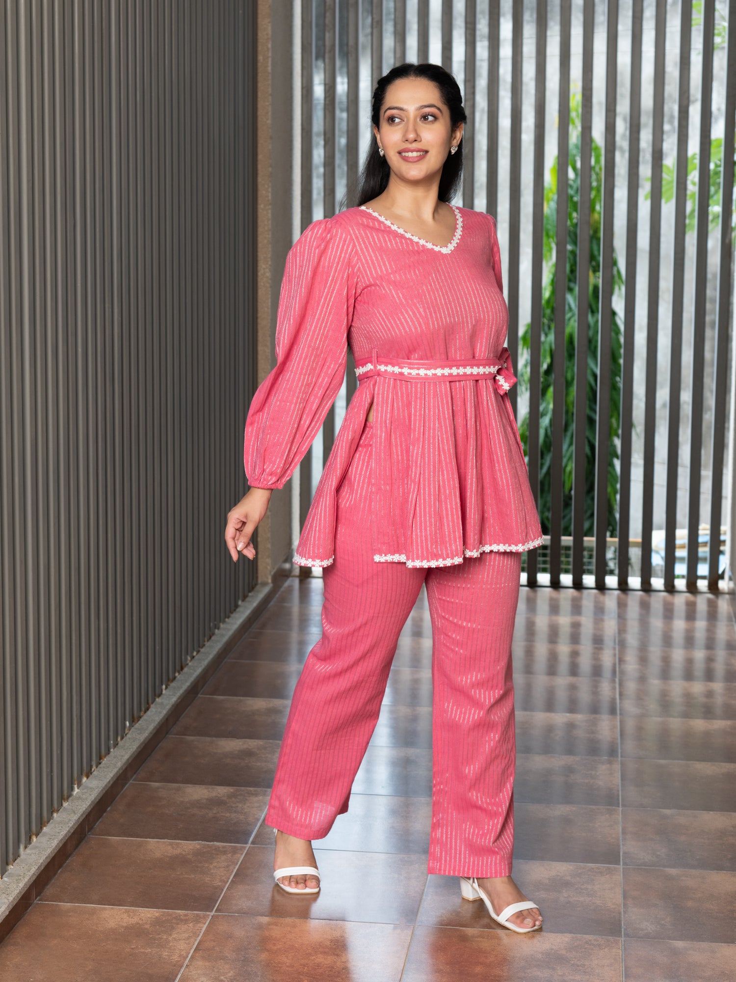 LIRTHIKA PINK LUREX CO-ORD SET