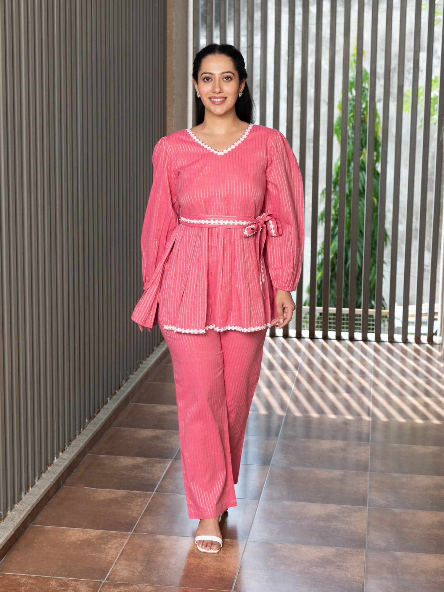 LIRTHIKA PINK LUREX CO-ORD SET