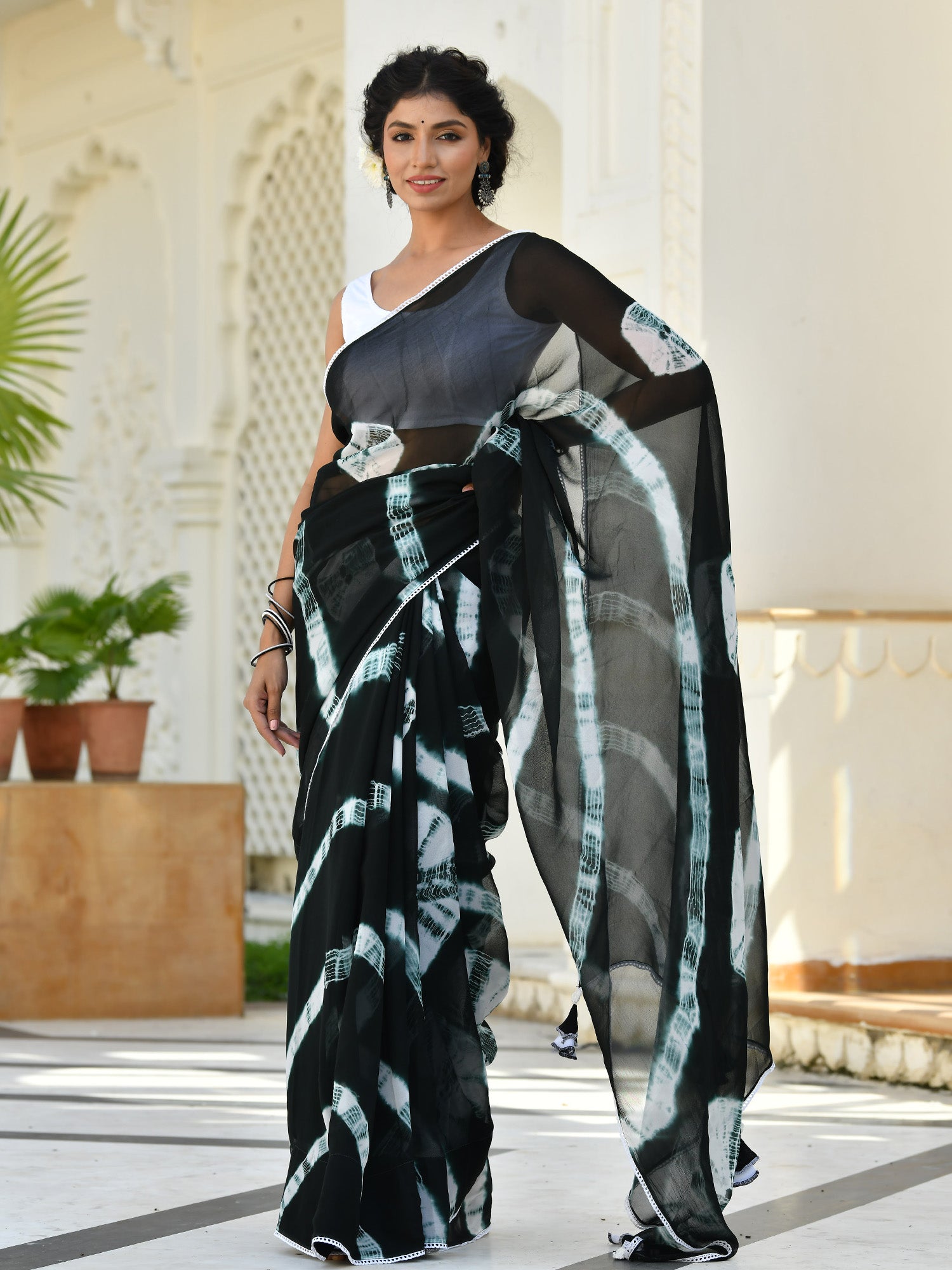 AAHELI KSHIRSA TIE-DYED GEORGETTE SAREE