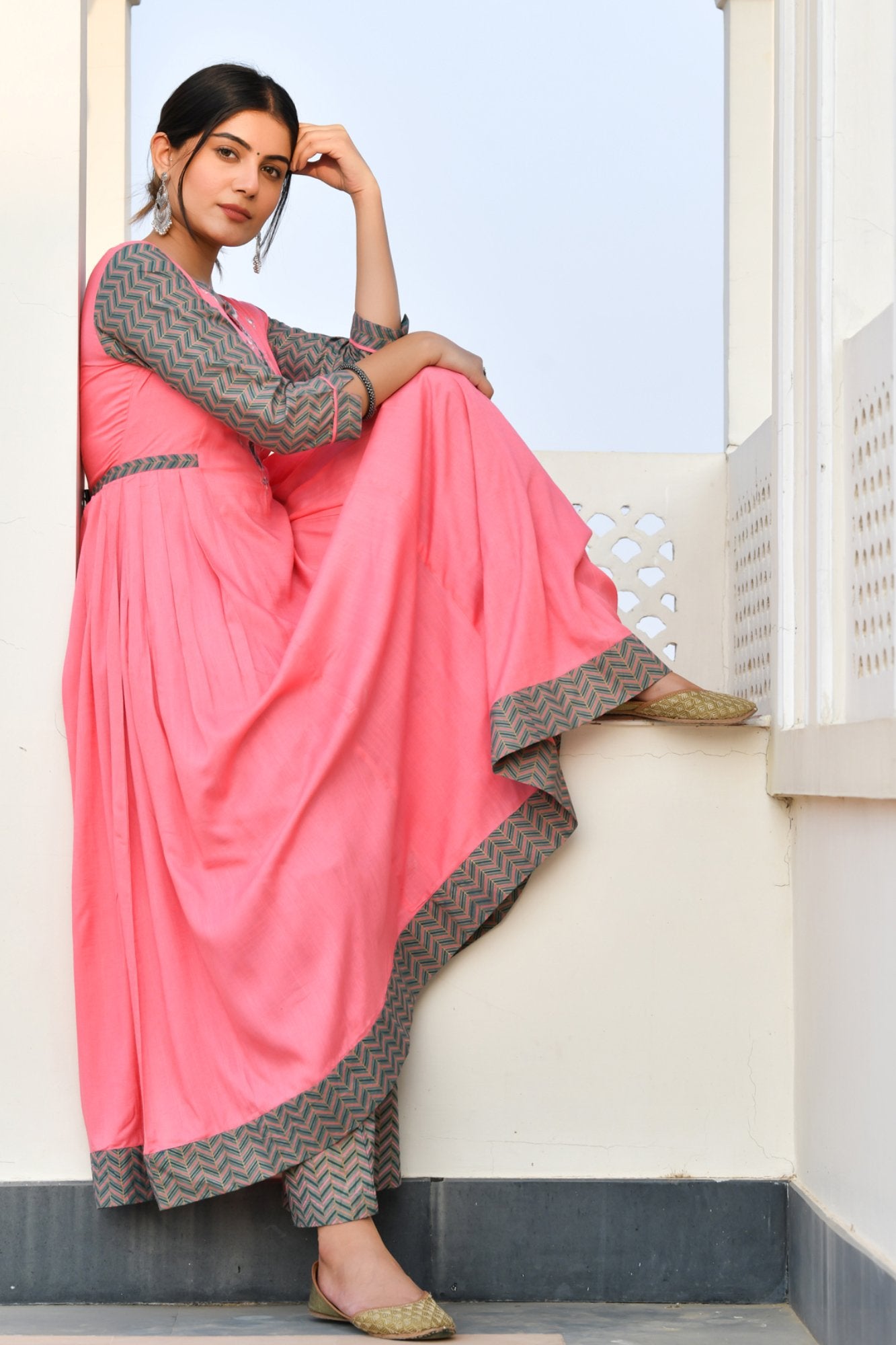 MIRROR WORK RAYON LONG KURTA