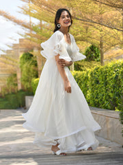 LIBNI PEARL WHITE CHIFFON LAYERED DRESS
