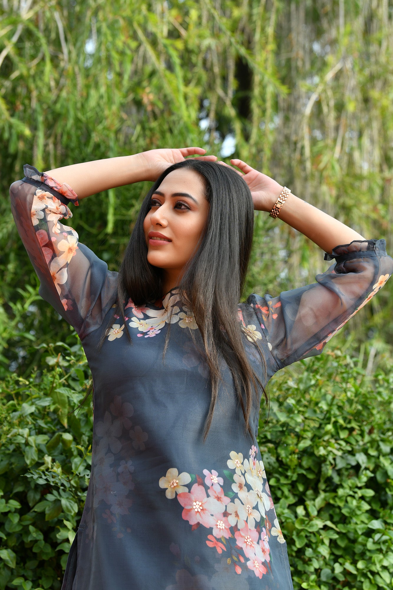 ORGANZA PITTAN WORK KURTA WITH PANT