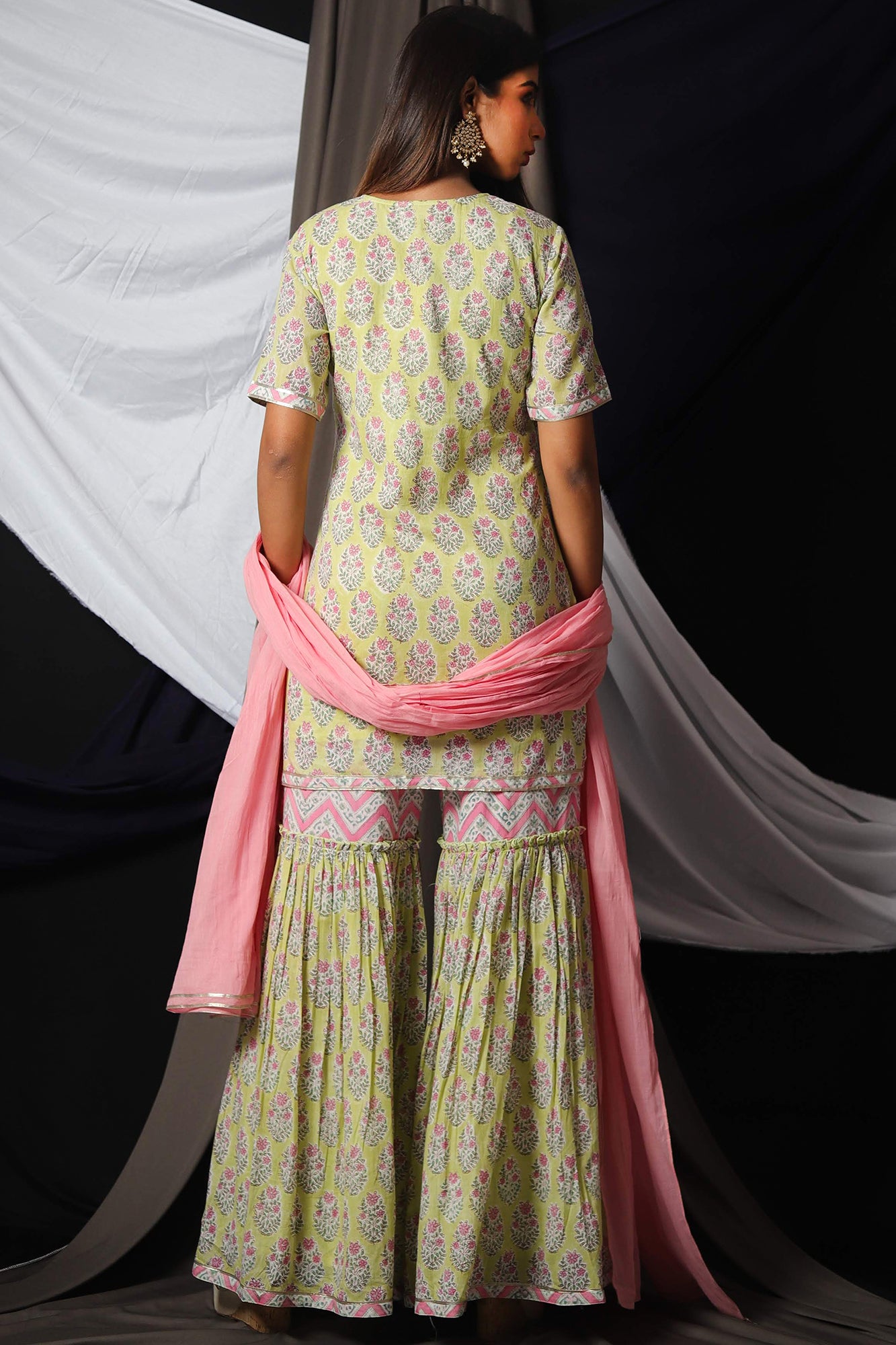HAND WORK & HAND BLOCK PRINT SHARARA SET