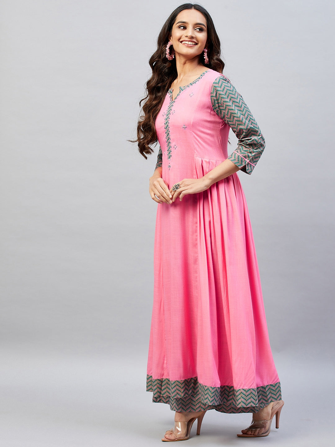 MIRROR WORK RAYON LONG KURTA