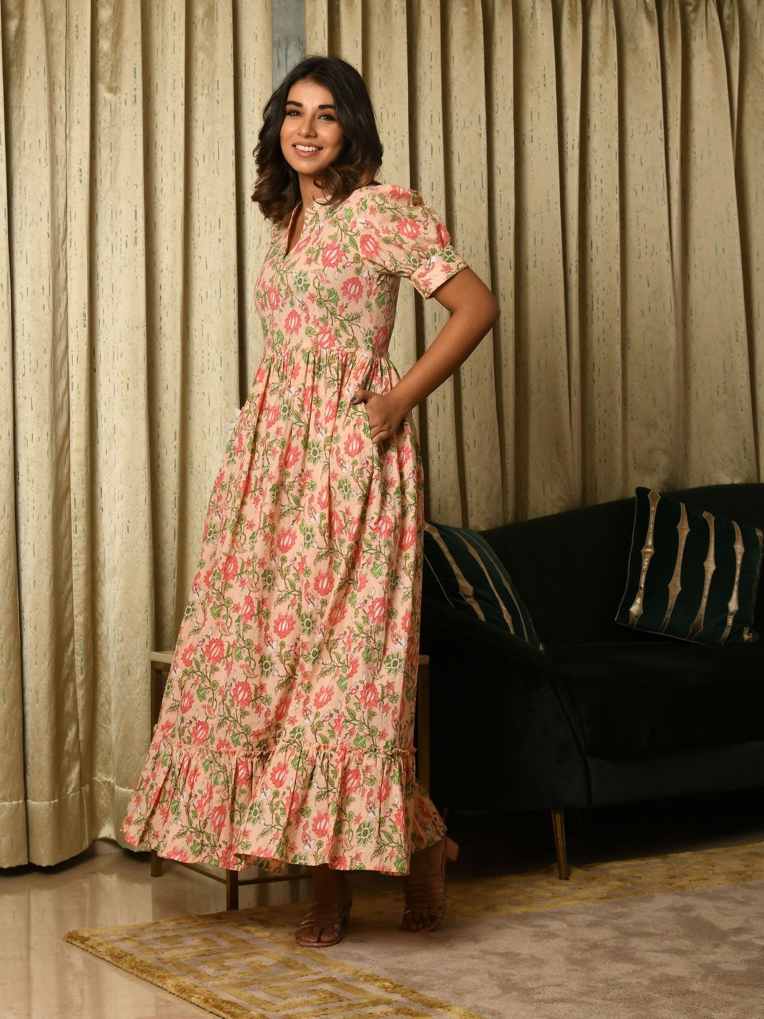 AAHELI VERNAZZA FLORAL FLARED DRESS