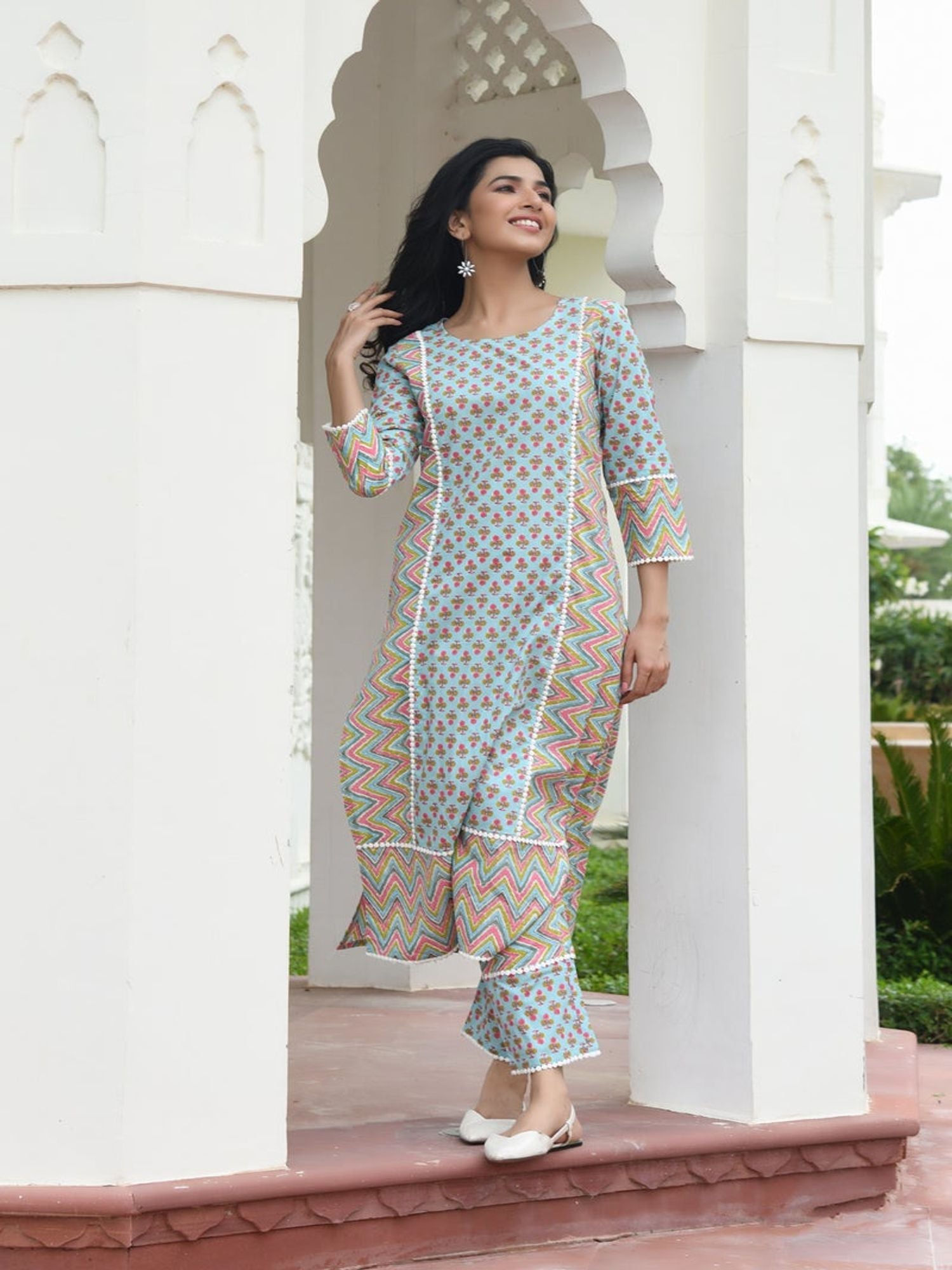 AAHELI AIBA PRINTED COTTON SUIT SET