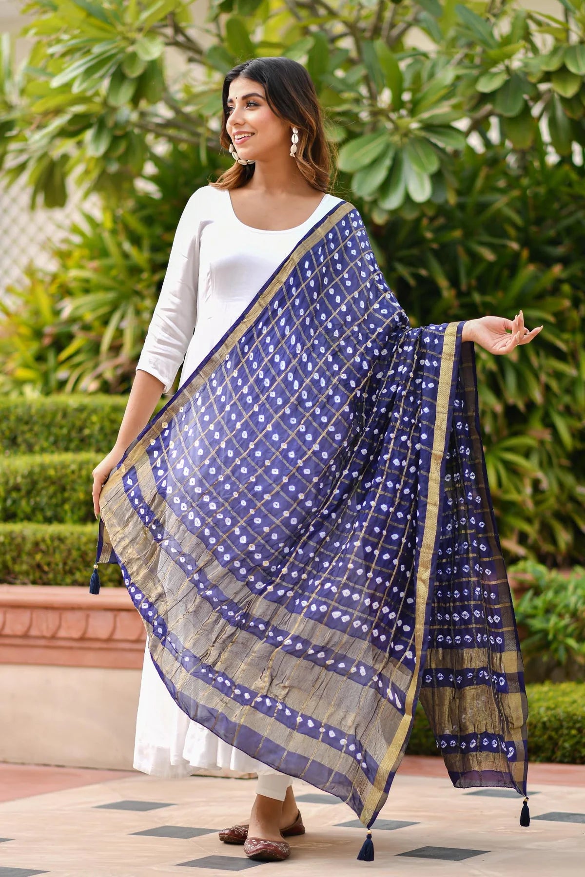 AAHELI TRUE BLUE BANDHANI DUPATTA