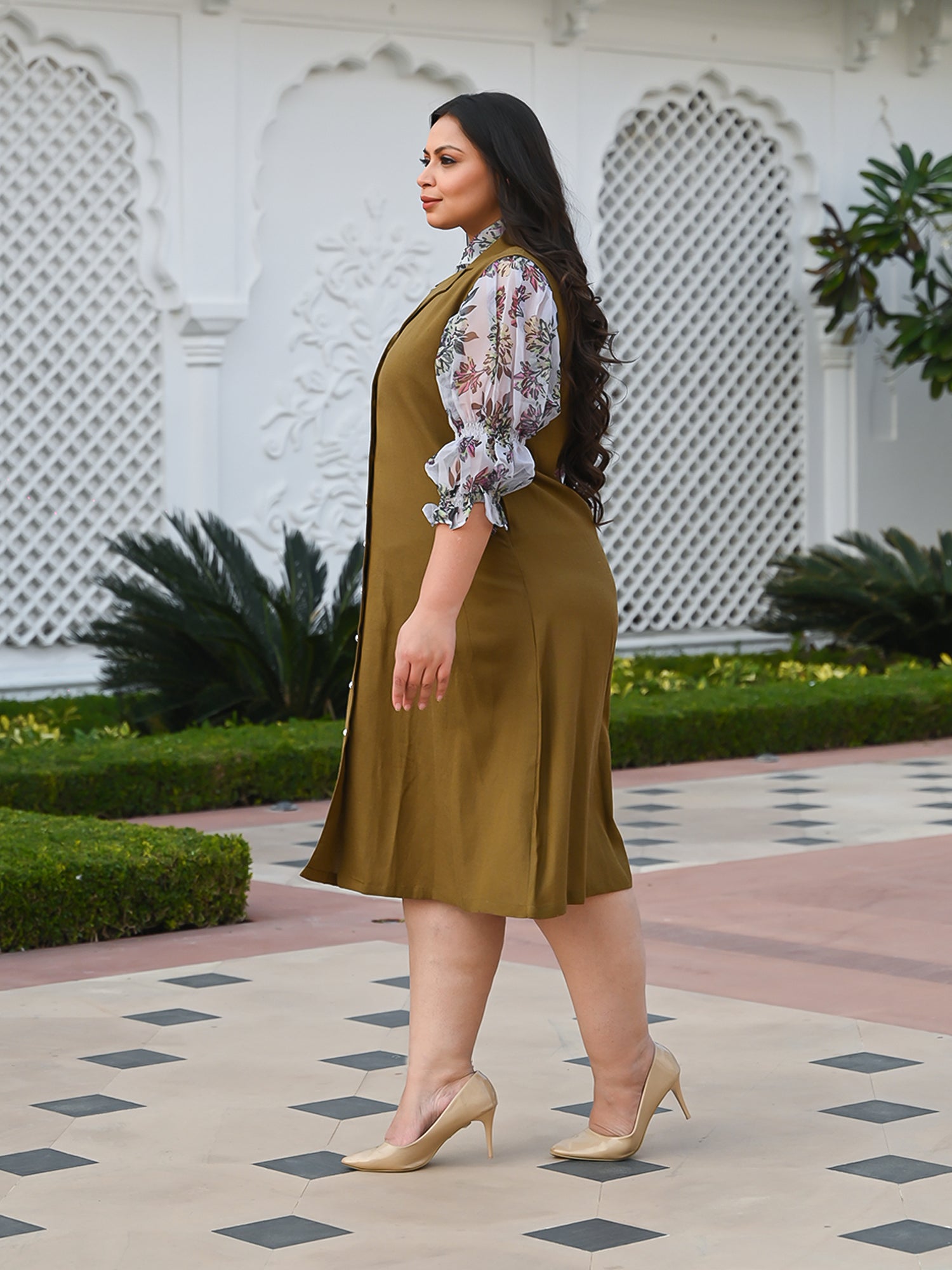 AAHELI LIVVY FLORAL SHIRT & OLIVE TUNIC SET