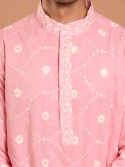 AAHELI KUSH PINK EMBROIDERED KURTA-PANT SET