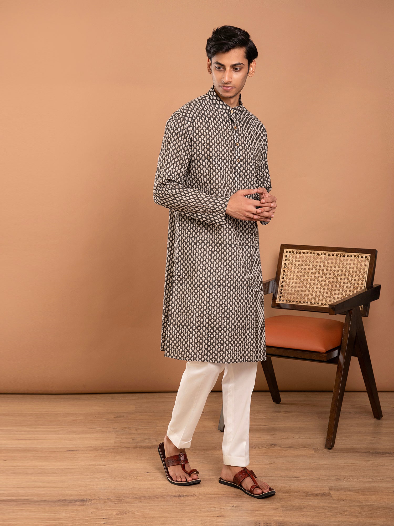 AAHELI ABHAY HAND BLOCK PRINTED KURTA-PANT SET