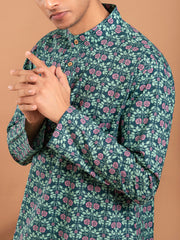 AAHELI AYAAN FLORAL JAAL HAND BLOCK PRINTED KURTA-PANT SET