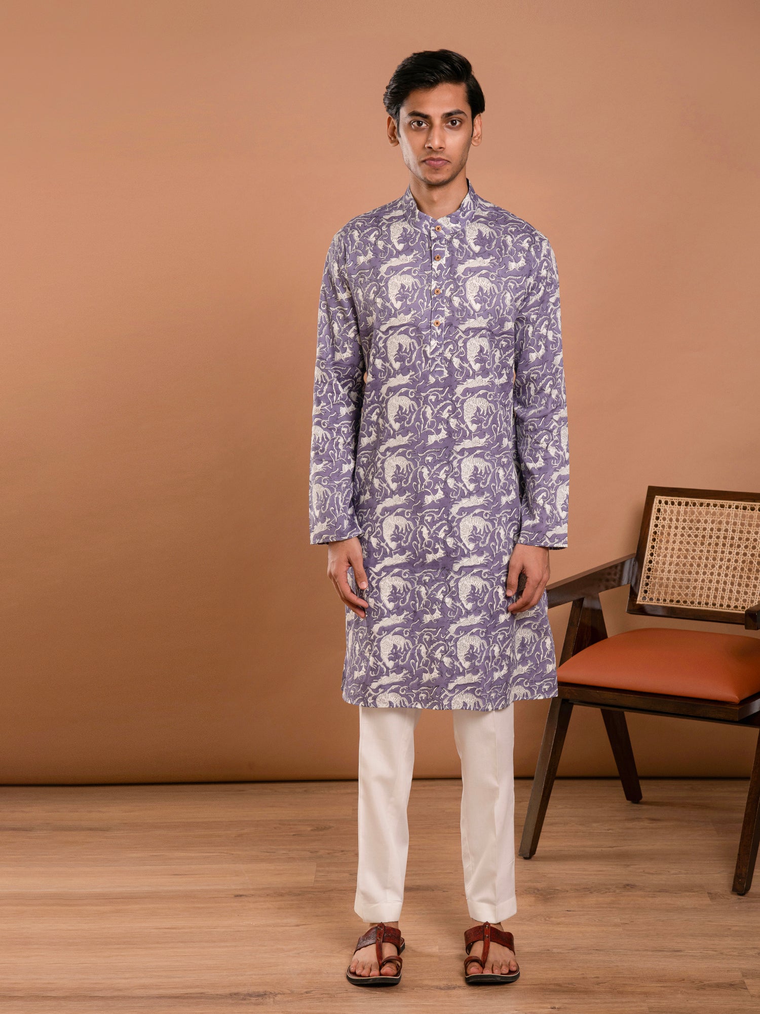 AAHELI NEER HAND BLOCK PRINTED KURTA-PANT SET
