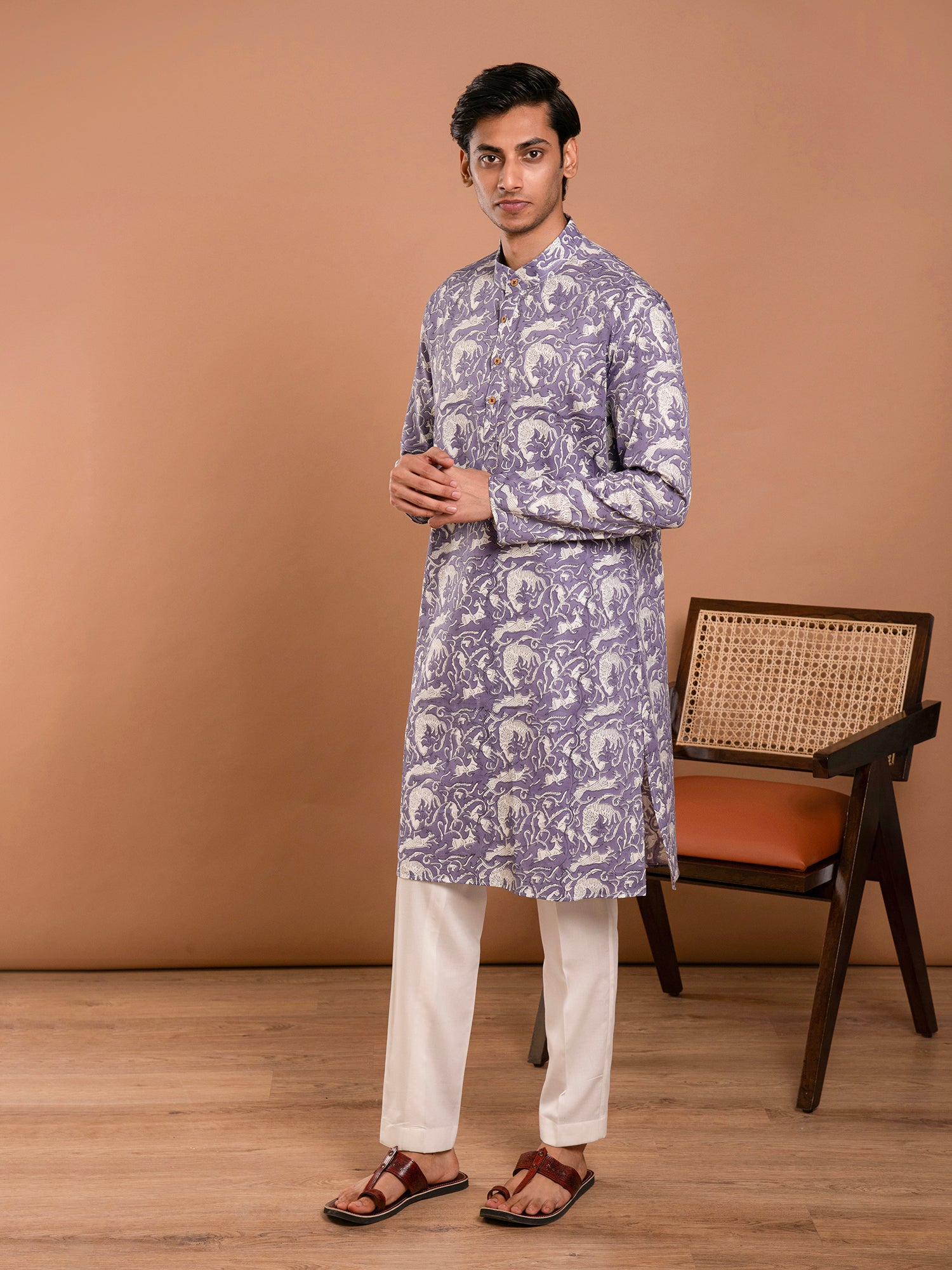 AAHELI NEER HAND BLOCK PRINTED KURTA-PANT SET