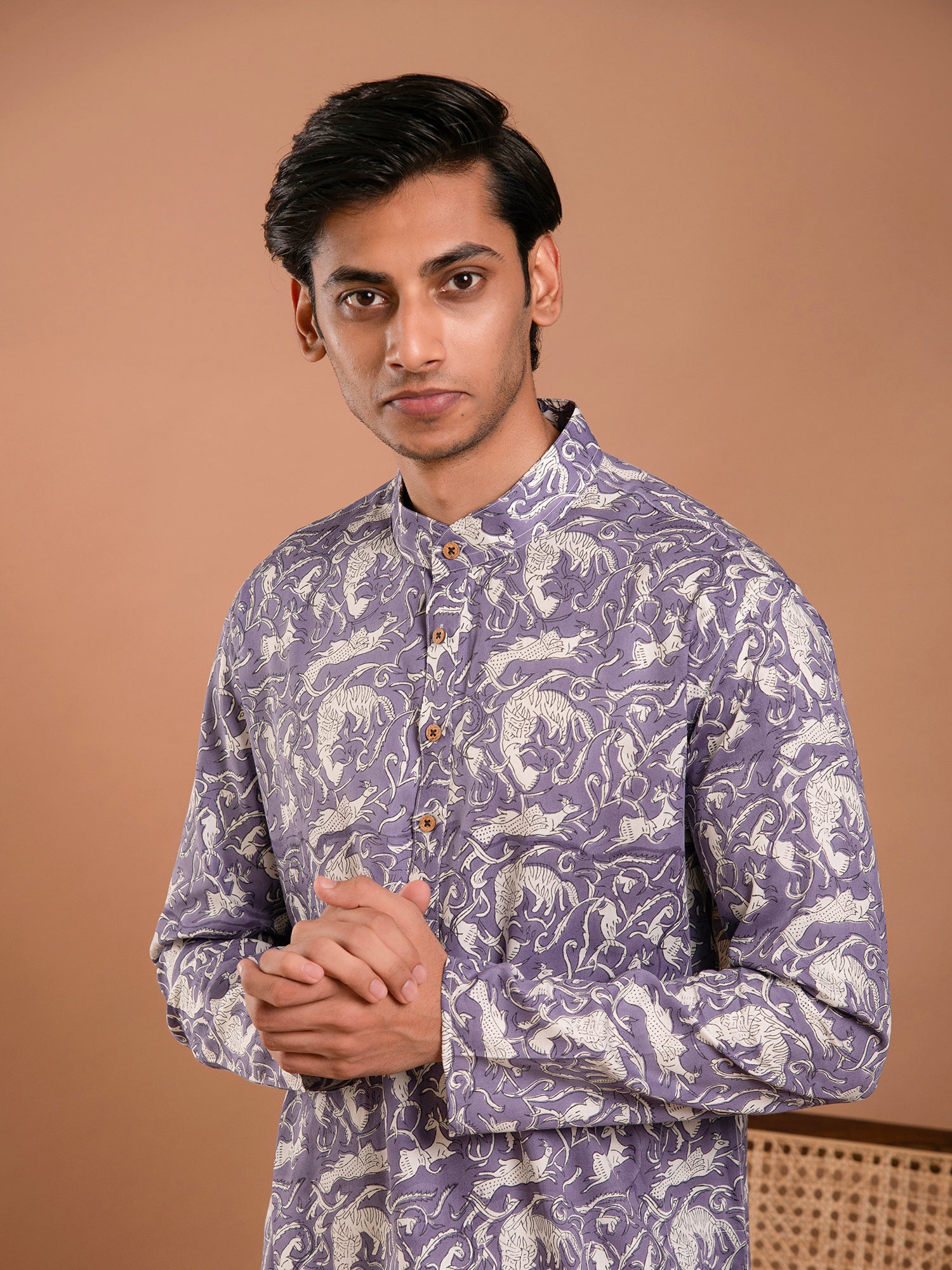 AAHELI NEER HAND BLOCK PRINTED KURTA-PANT SET