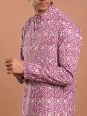 AAHELI AAHAN FLORAL JAAL HAND BLOCK PRINTED KURTA-PANT SET