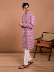 AAHELI AAHAN FLORAL JAAL HAND BLOCK PRINTED KURTA-PANT SET