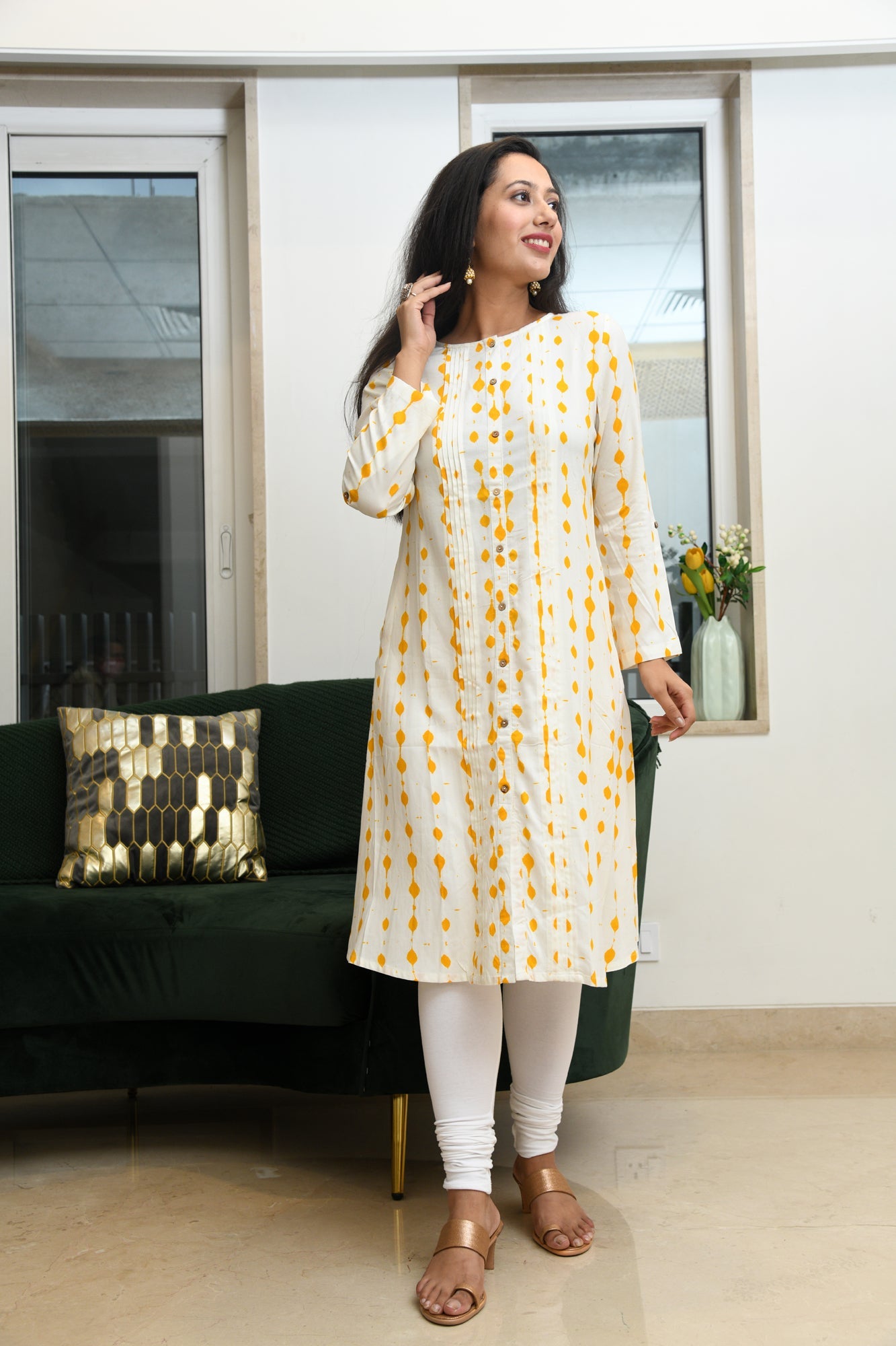 AMBER PRINTED PLEATED KURTA | Relove