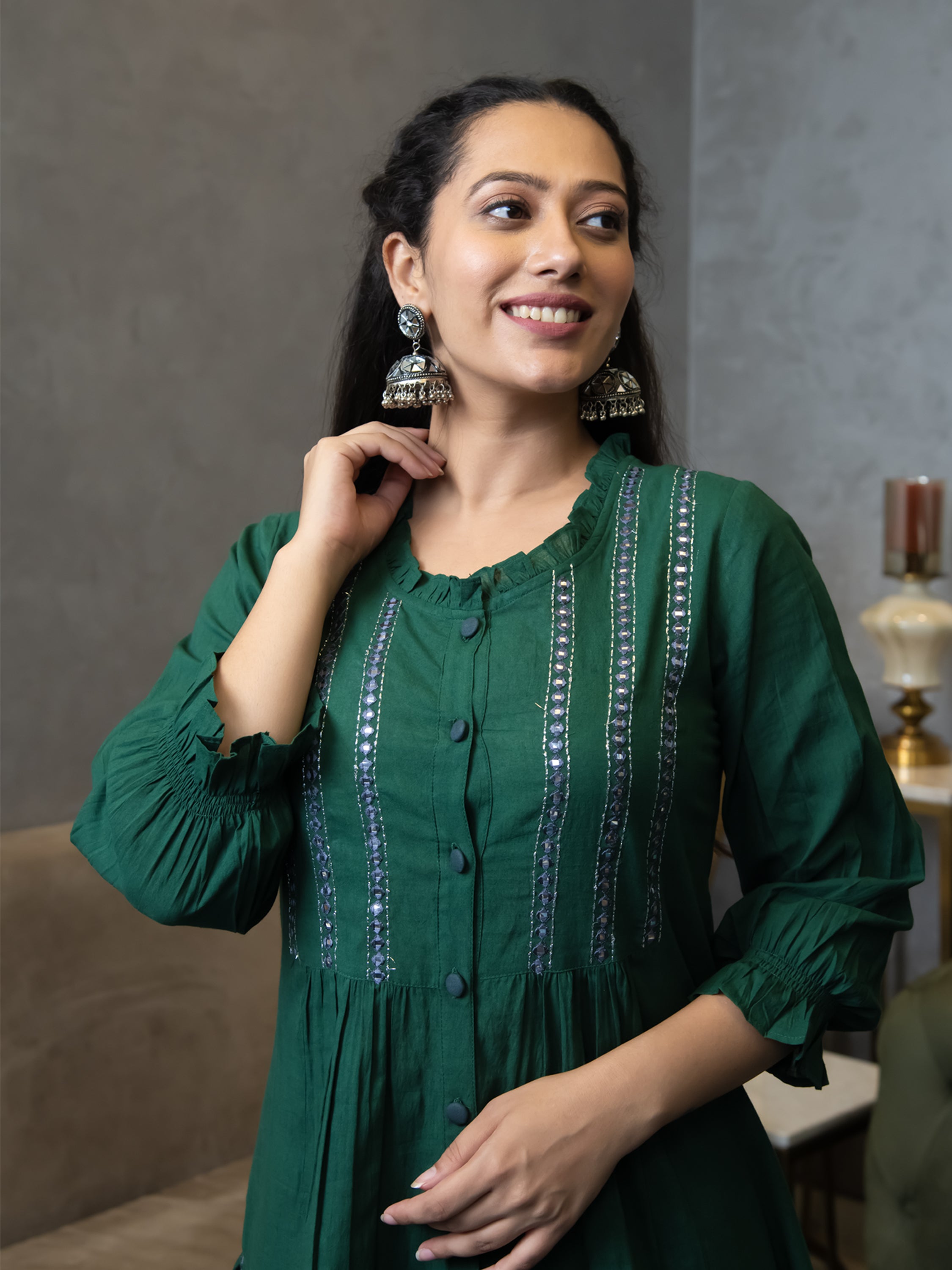 AAVI DEEP GREEN KURTA & PANTS SET