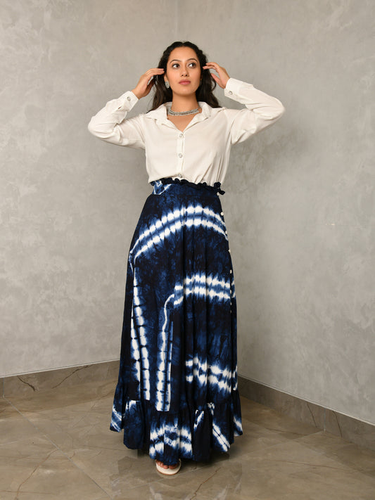 KALIKA WHITE SHIRT & TIE-DYED SKIRT SET