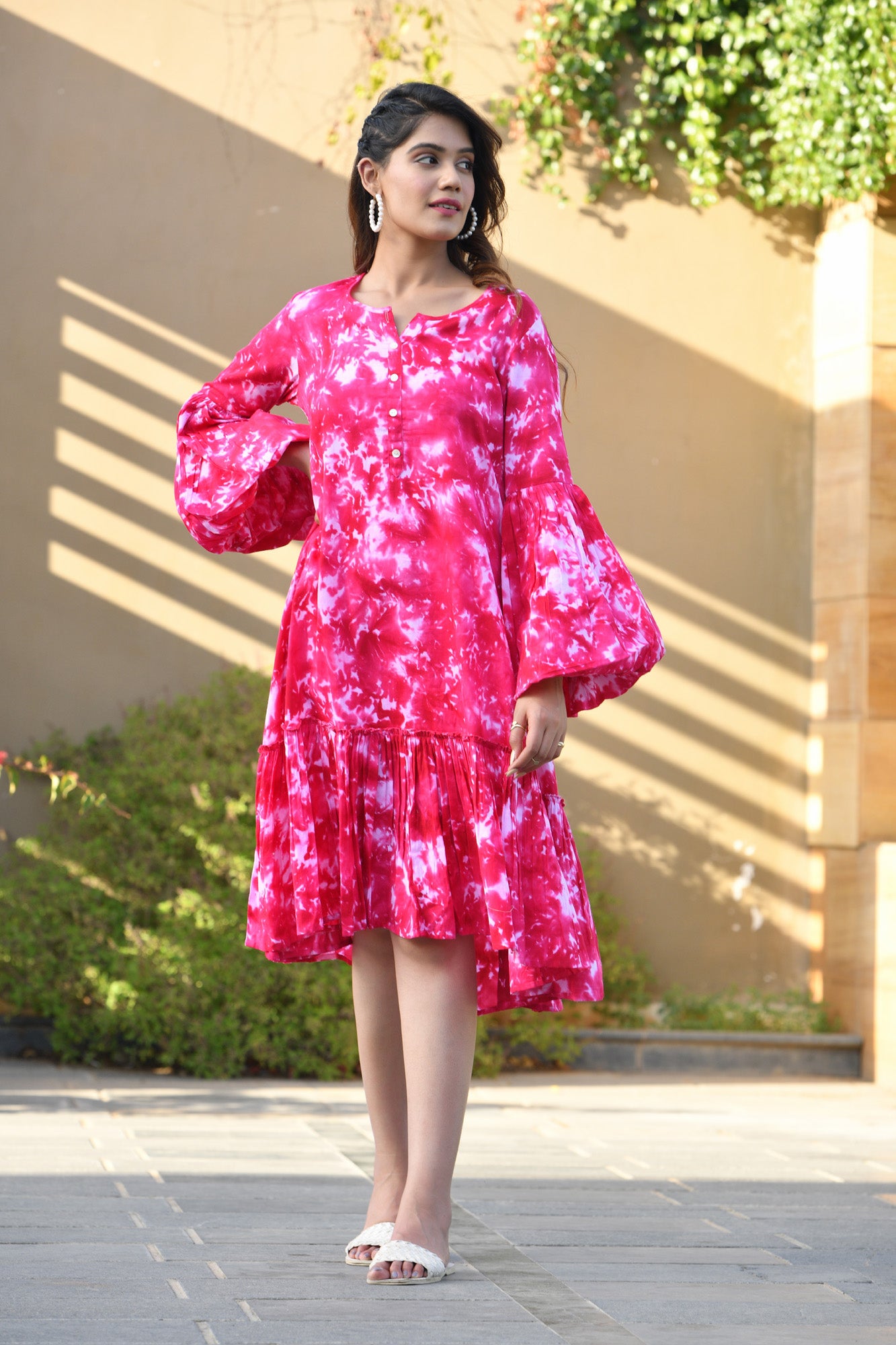 JACEY VIRTUAL PINK TIE-DYED DRESS