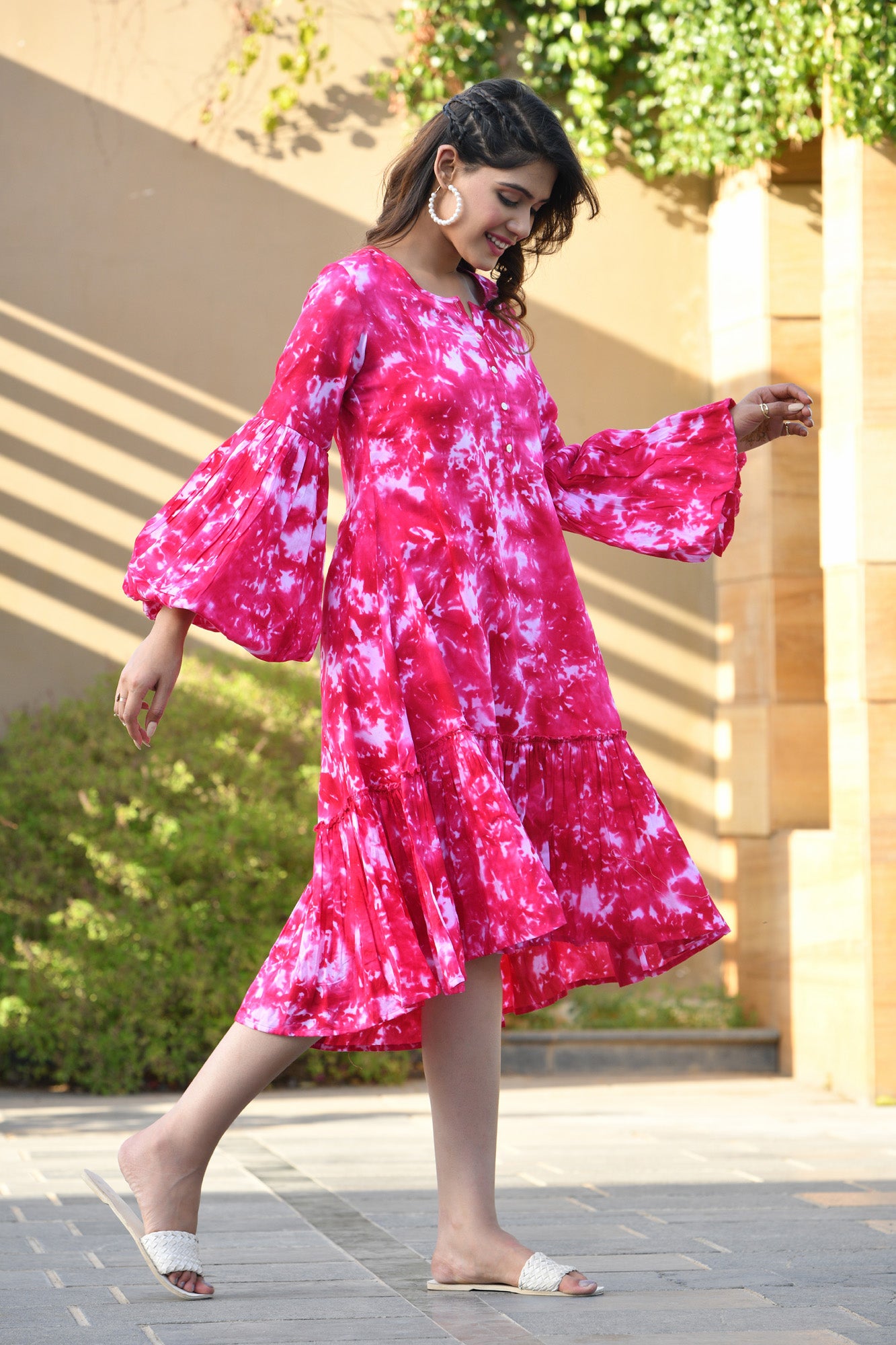 JACEY VIRTUAL PINK TIE-DYED DRESS