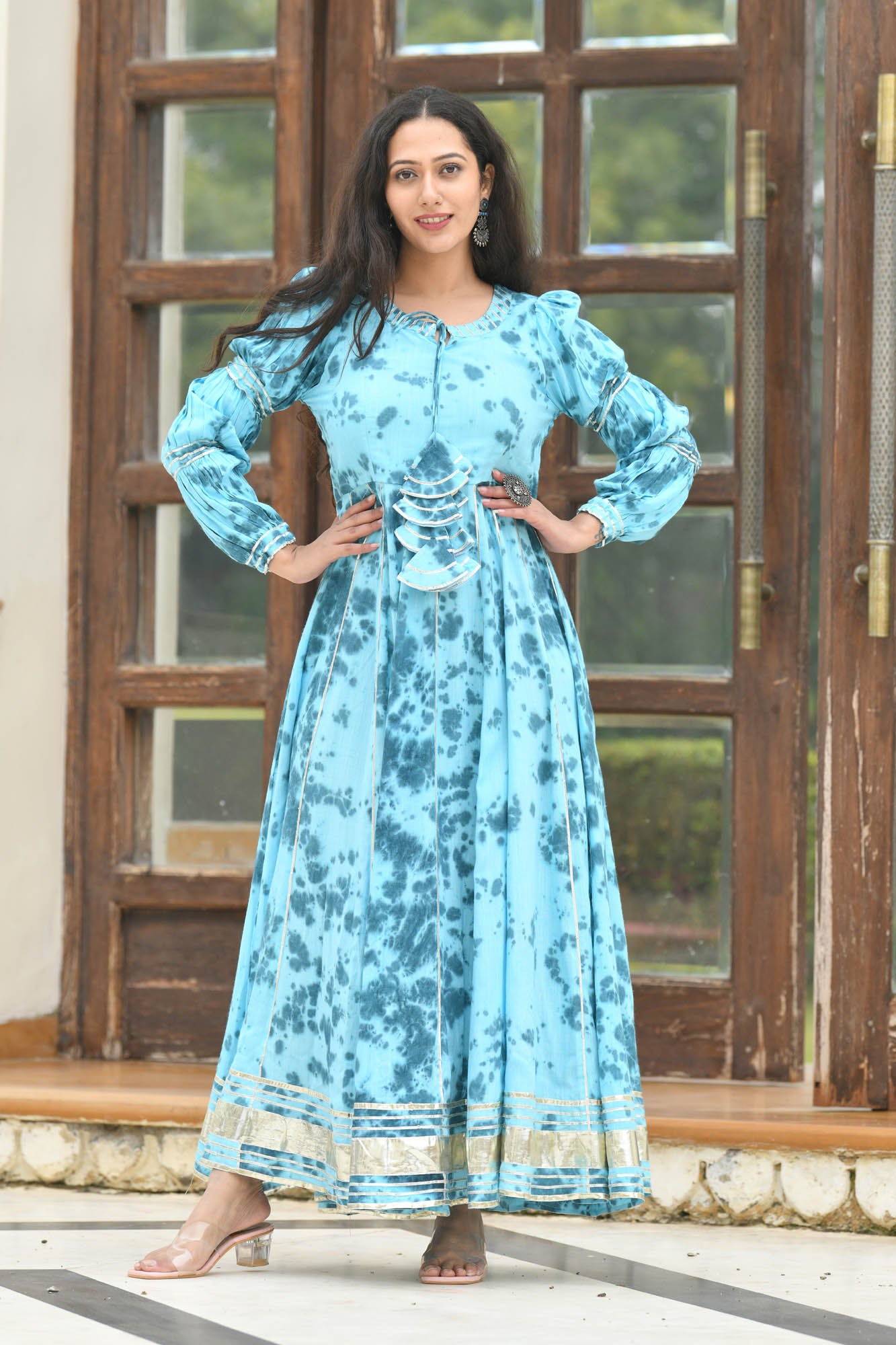 CORALINE MARBLED FIT & FLARED DRESS