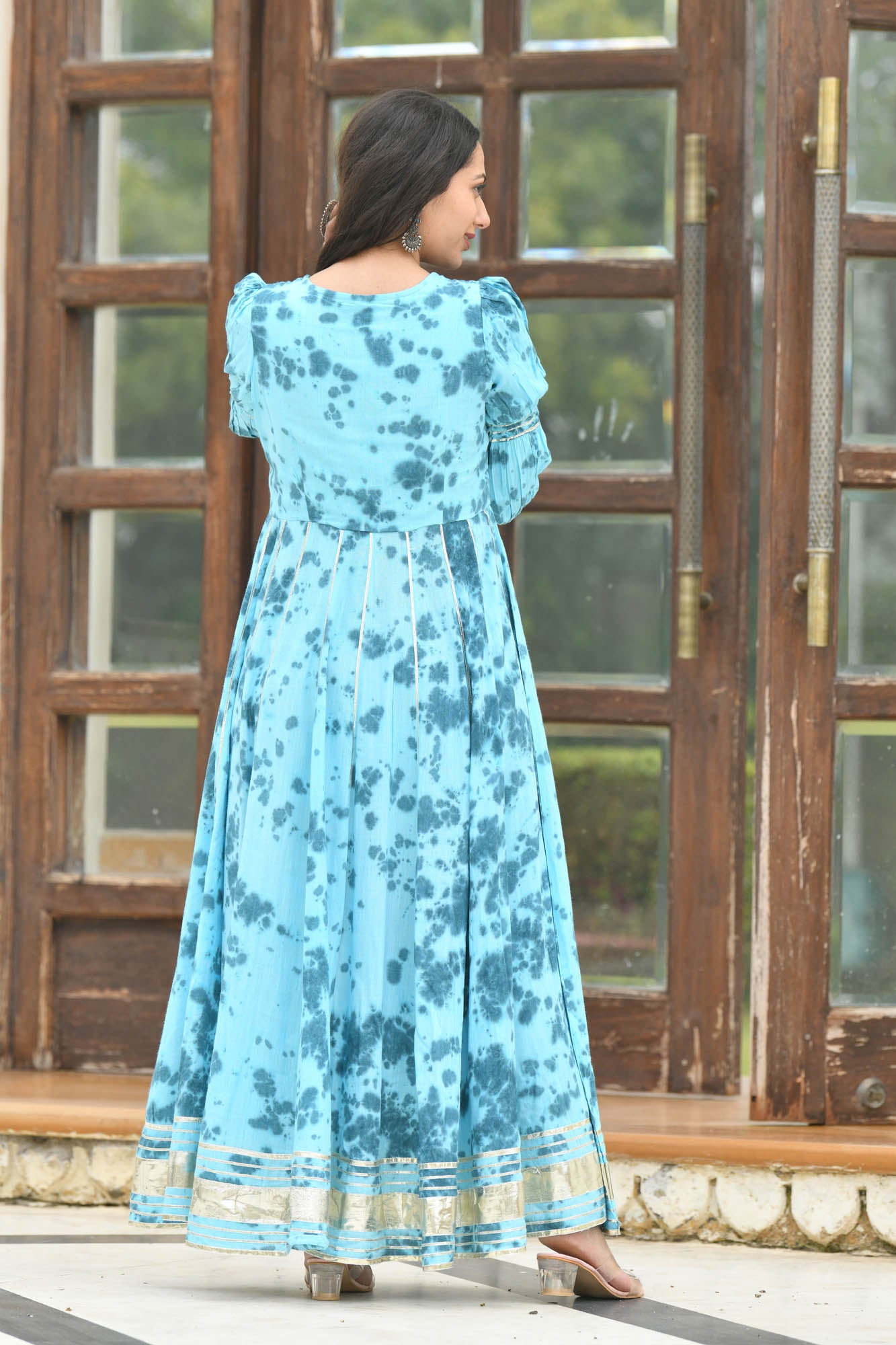 CORALINE MARBLED FIT & FLARED DRESS