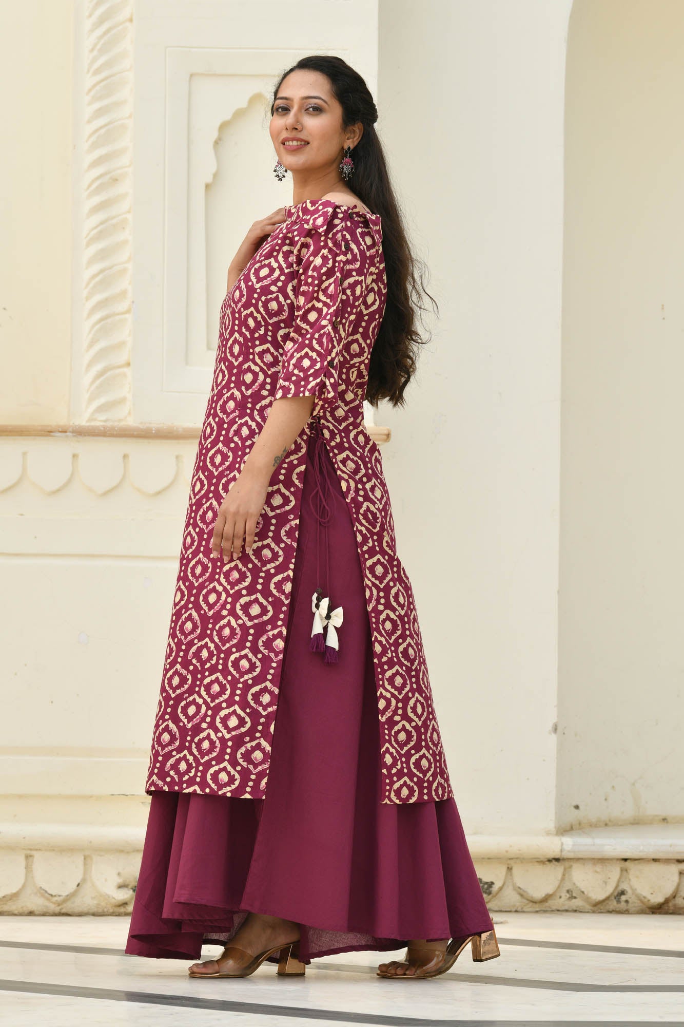 DEEP ORCHID ONE SLEEVE KURTI WITH INNER