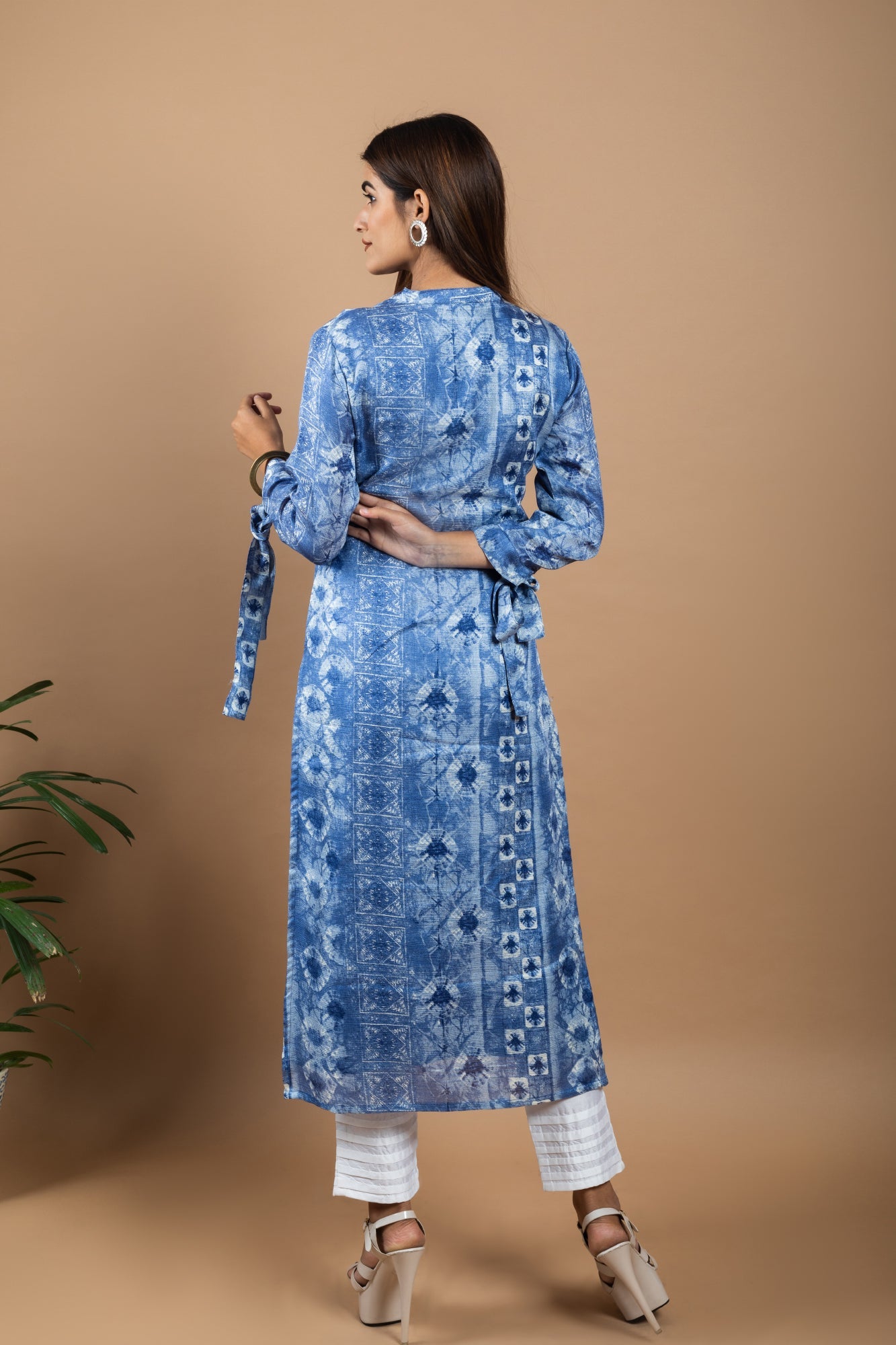 INK BLUE TEXTURED-PRINTED KURTA